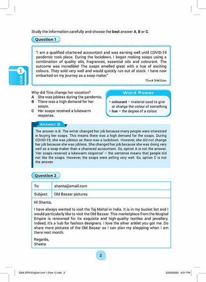 Skema Jawapan SPM Bahasa Inggeris (CEFR) KSSM Form 4&5