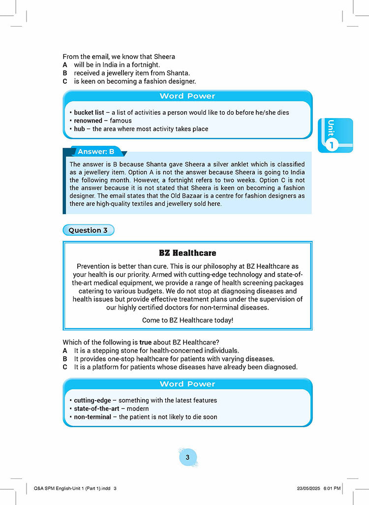 Skema Jawapan SPM Bahasa Inggeris (CEFR) KSSM Form 4&5