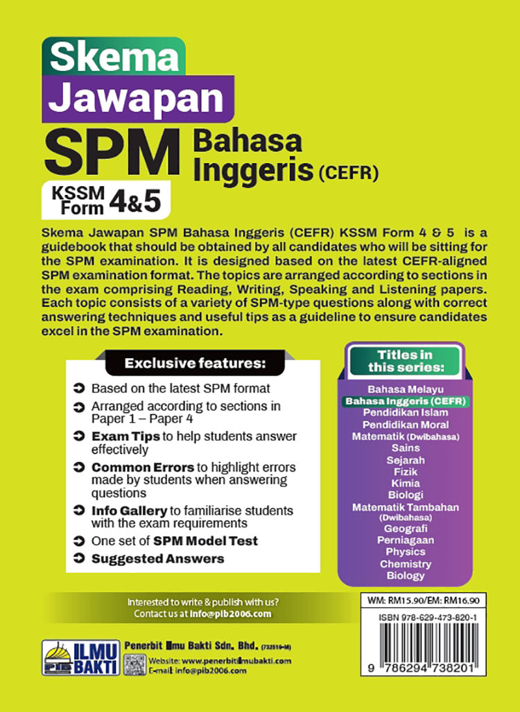 Skema Jawapan SPM Bahasa Inggeris (CEFR) KSSM Form 4&5