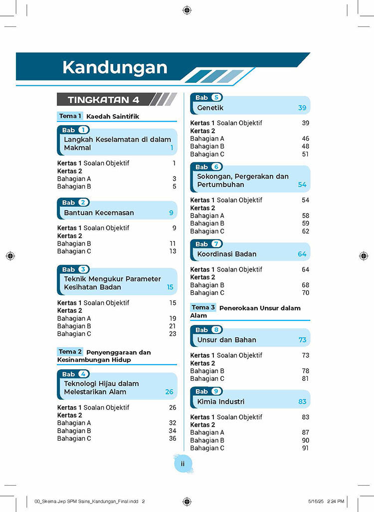 Skema Jawapan SPM Sains KSSM (Dwi) Tg 4&5
