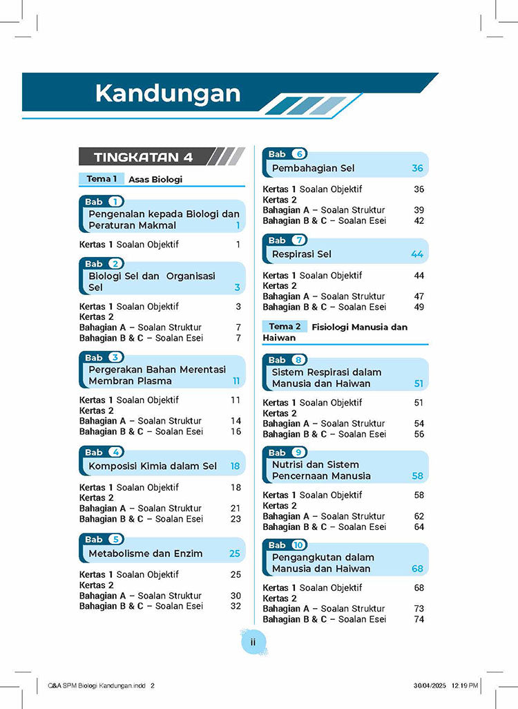 Skema Jawapan SPM Biologi  KSSM Tg 4&5