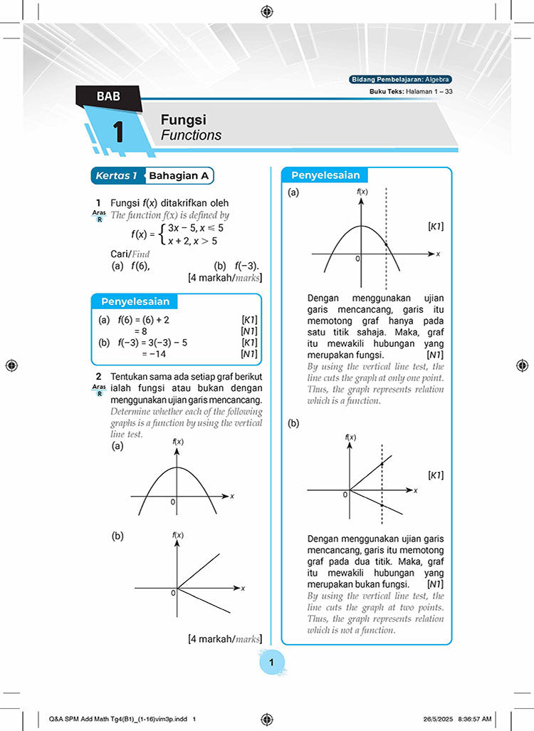 Skema Jawapan SPM Matematik Tambahan (Dwi) KSSM Tg 4&5