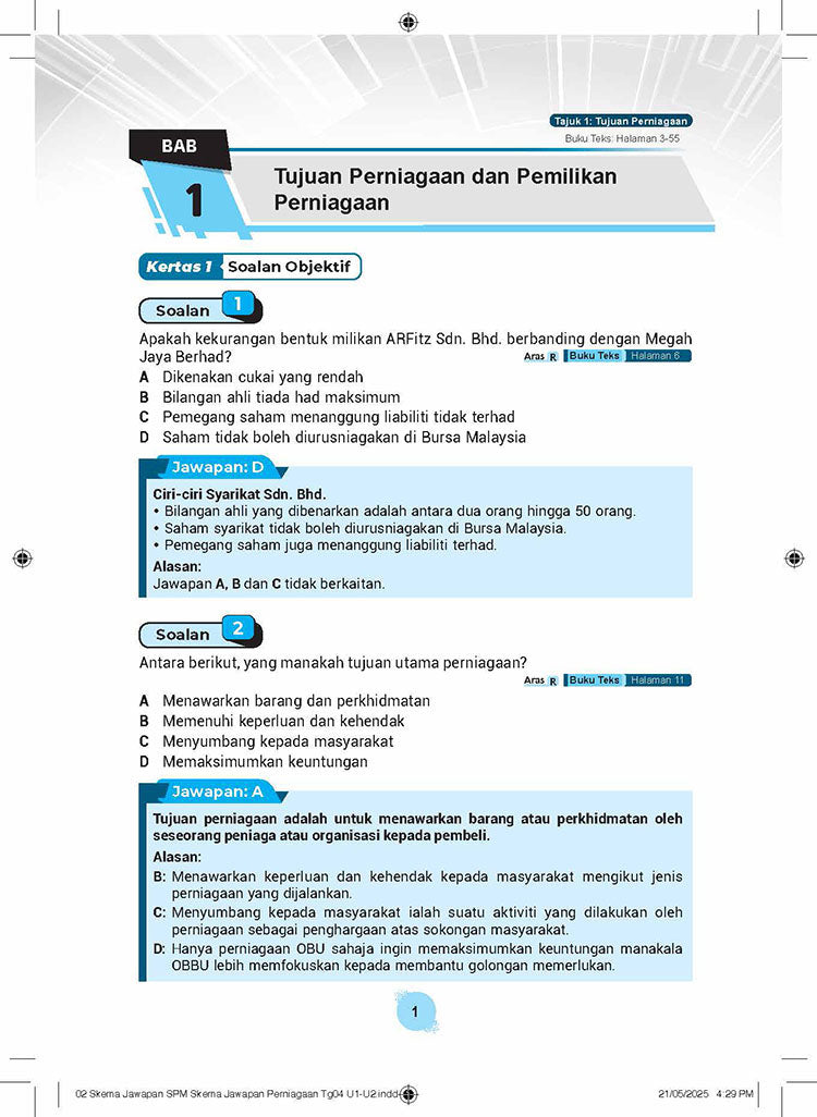 Skema Jawapan SPM Perniagaan KSSM Tg 4&5