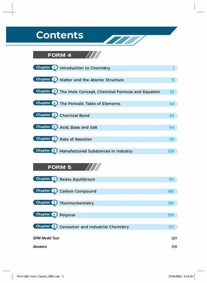 Skema Jawapan SPM Chemistry KSSM Form 4&5