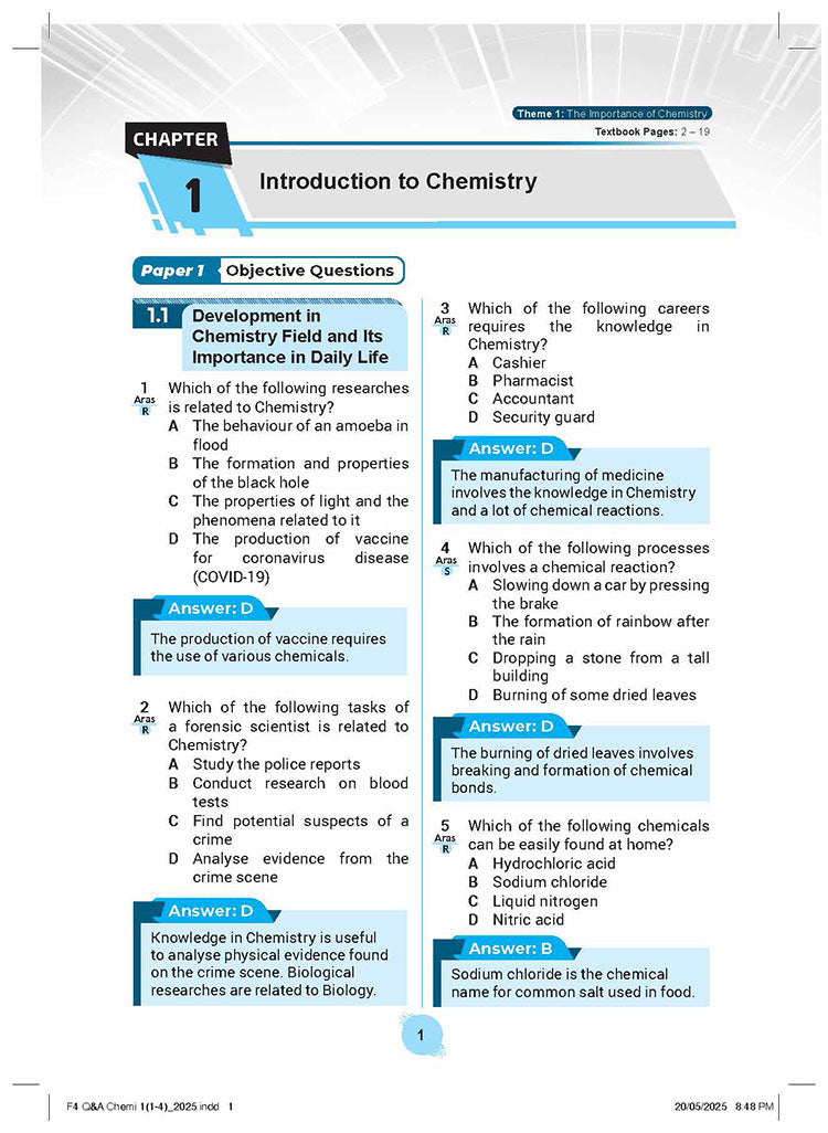Skema Jawapan SPM Chemistry KSSM Form 4&5