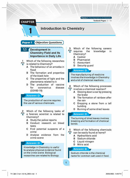 Skema Jawapan SPM Chemistry KSSM Form 4&5