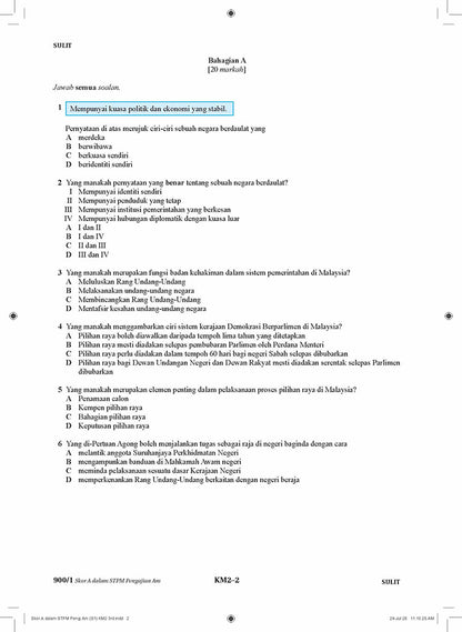 Skor A dalam STPM (Semester 1)