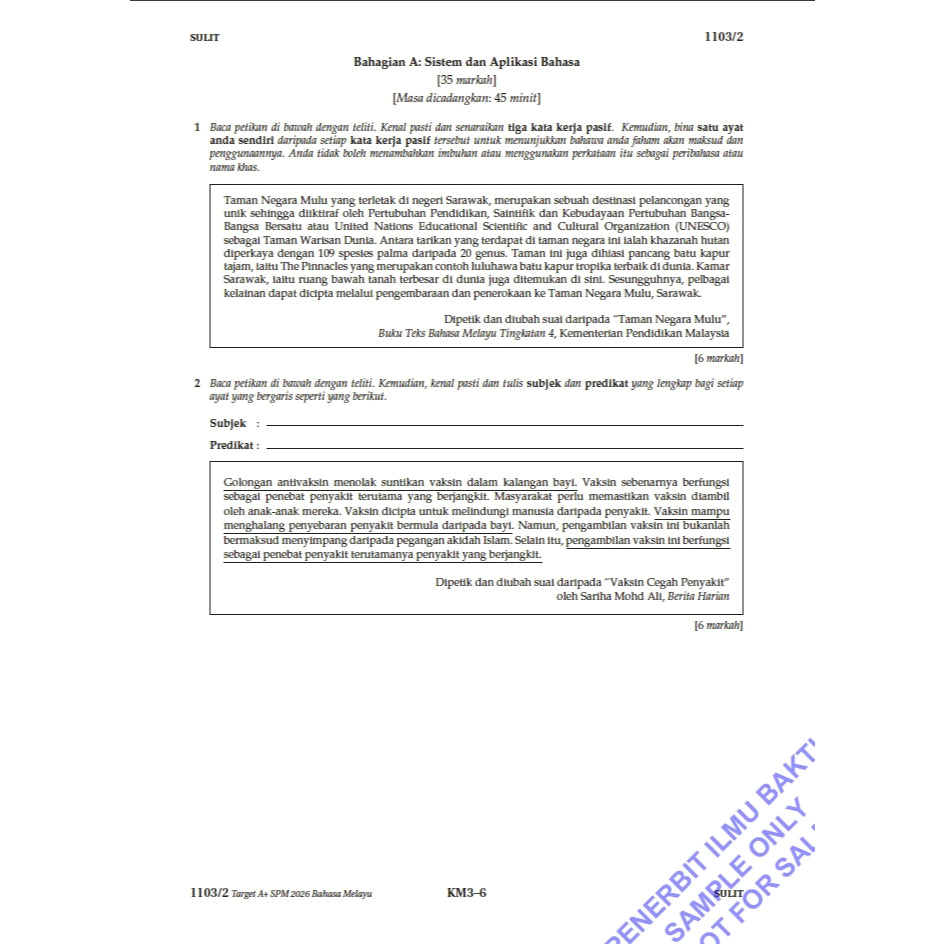 Target A+ Kertas Model SPM